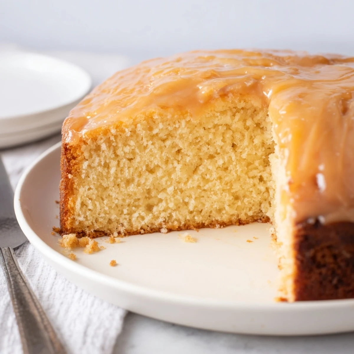 Enjoy this easy homemade Soft Glow Golden Honey Pound Cake recipe with fresh berries and cream.