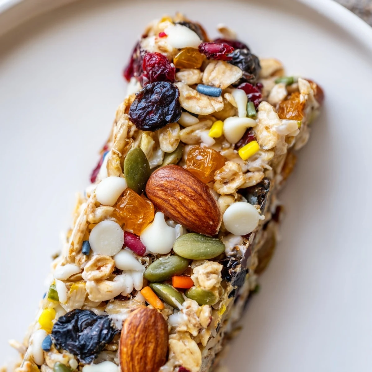 Winter Wonderland Trail Mix Bar, a white chocolate-drizzled, festive snack bar bursting with holiday flavors.