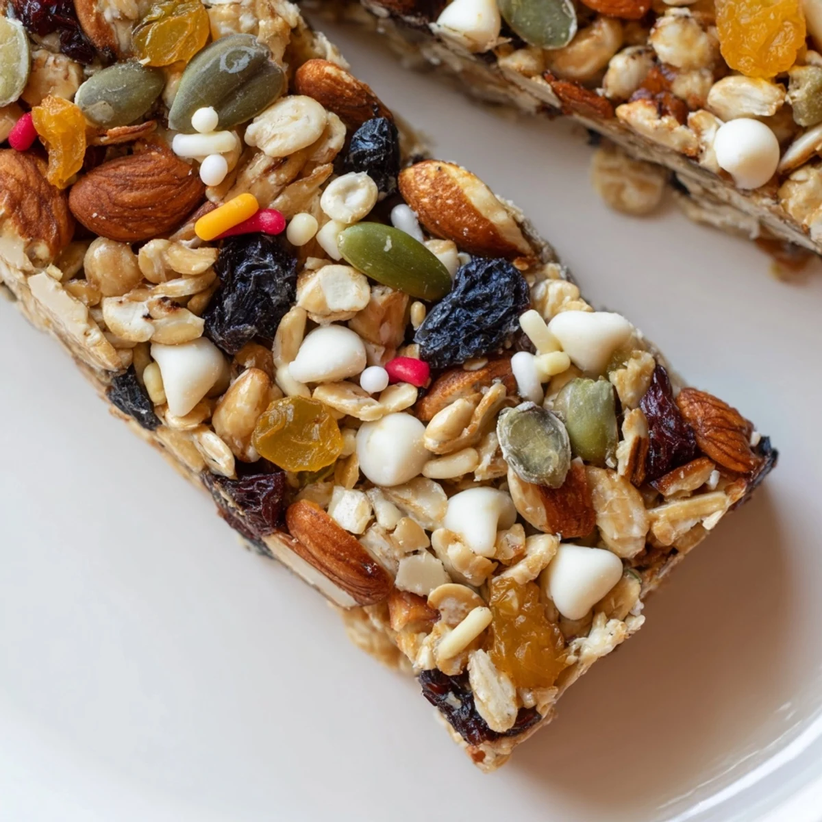 Homemade Winter Wonderland Trail Mix Bars: A delicious, chewy snack with almonds and dried fruit.
