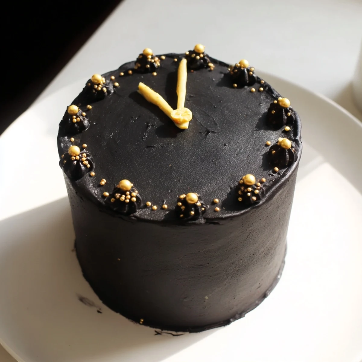 Delicious Countdown Clock Mini Desserts, freshly baked and embellished with edible pearls and chocolate.