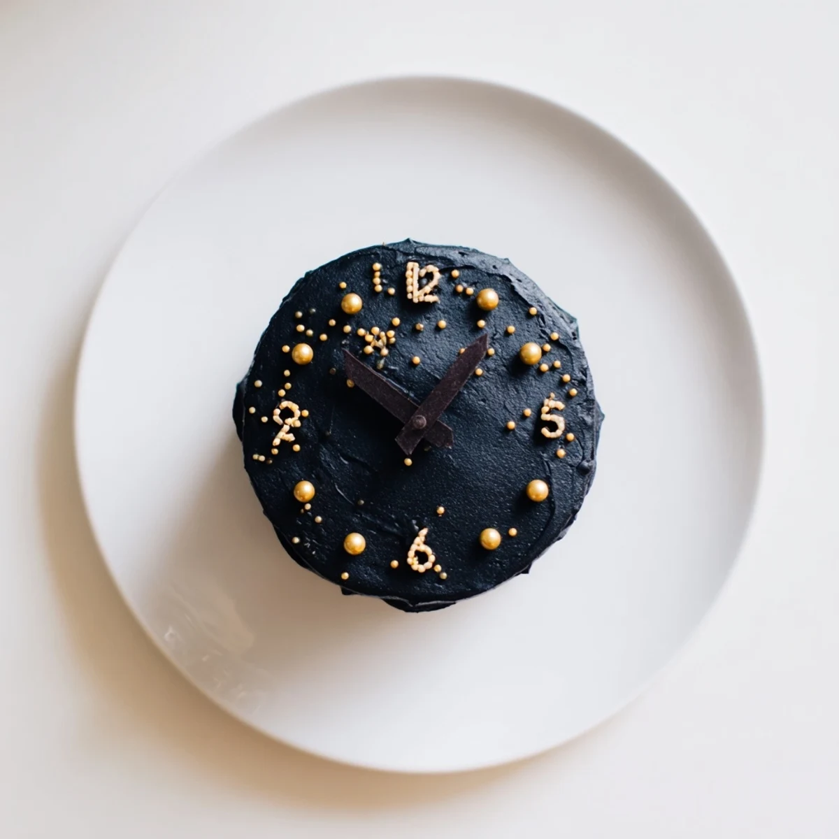 Bright and playful Countdown Clock Mini Desserts, ready for celebration with black and gold frosting details.