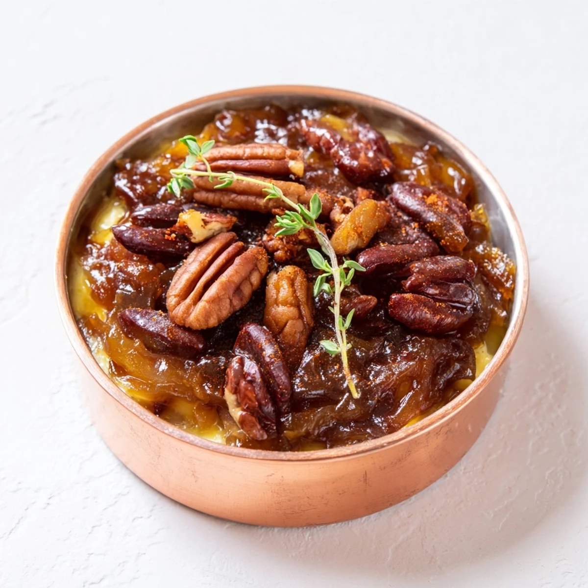 Caramelized onions and pecans star in The Copper Kettle appetizer, a warm and inviting dish.