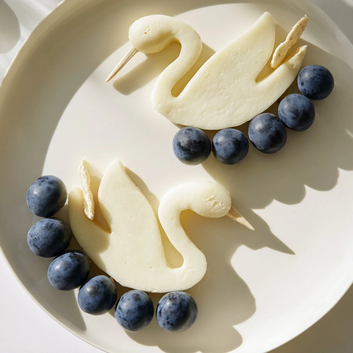 This Elegant Swan Lake Board, perfect for entertaining, features swan-shaped food and crackers.