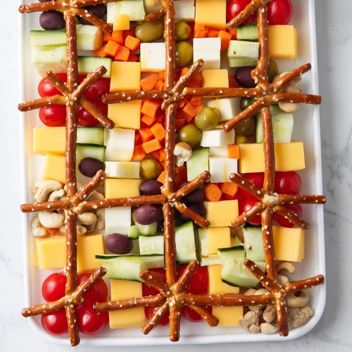 This Urban Grid recipe presents a creative snack arrangement with a delicious variety of food items.
