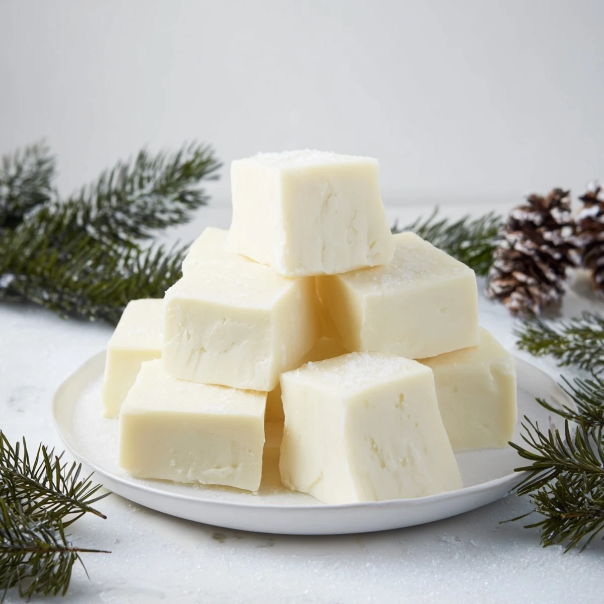 Vibrant overhead shot of the Frosted Pine, an easy holiday cheese board with gluten-free crackers.