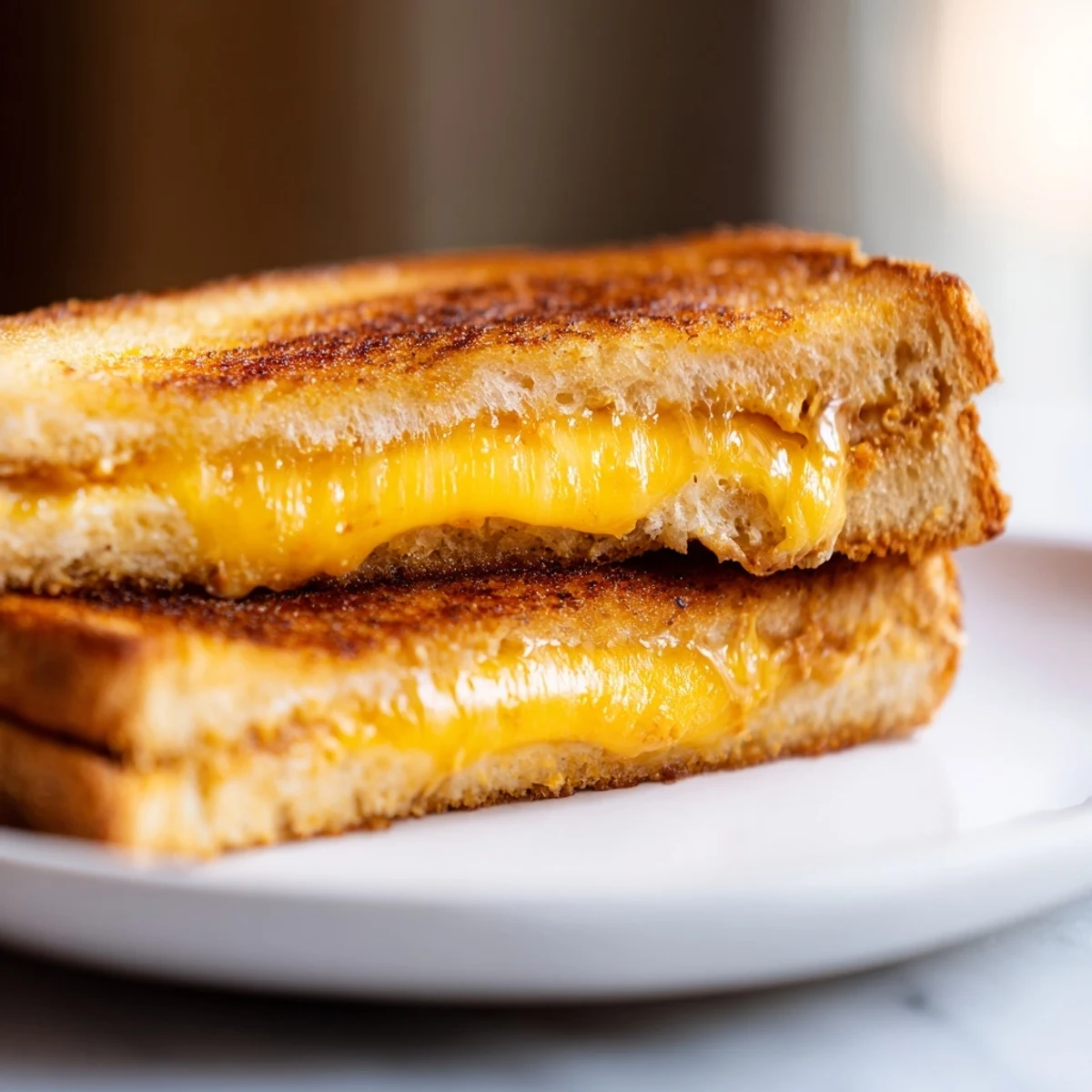 Golden, oozing Honey Chipotle Butter Grilled Cheese sandwich, served hot and ready to enjoy.