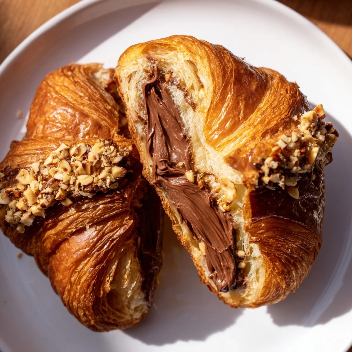 Warm, flaky 3-Ingredient Nutella Croissants, a perfect quick dessert with melted hazelnut spread and a golden crust.