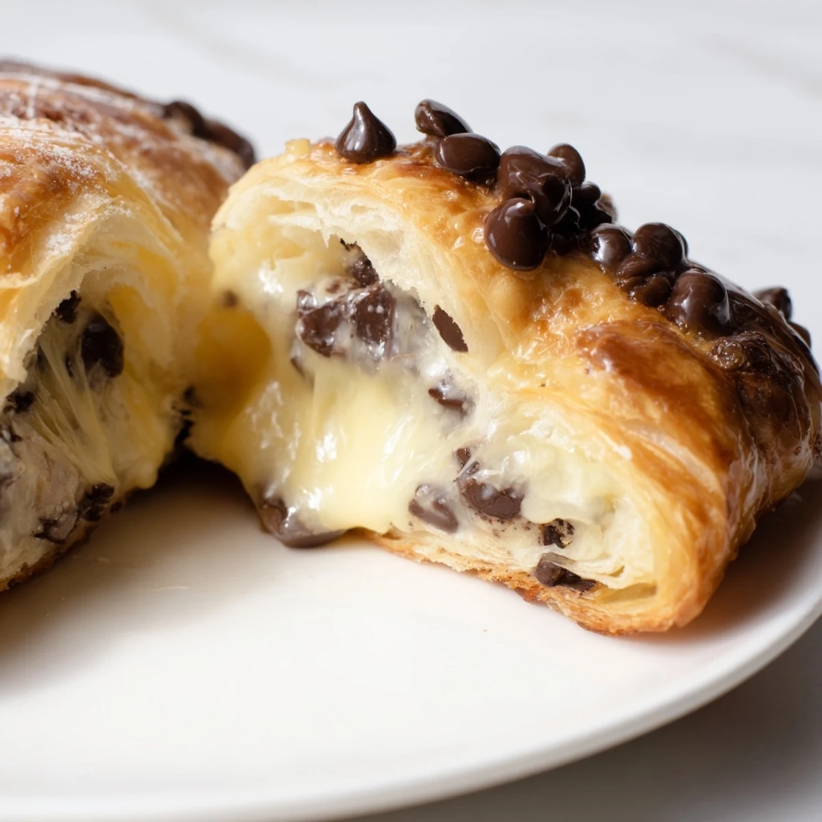 Warm, golden-brown crookies, a delicious blend of flaky croissant and rich cookie filling.