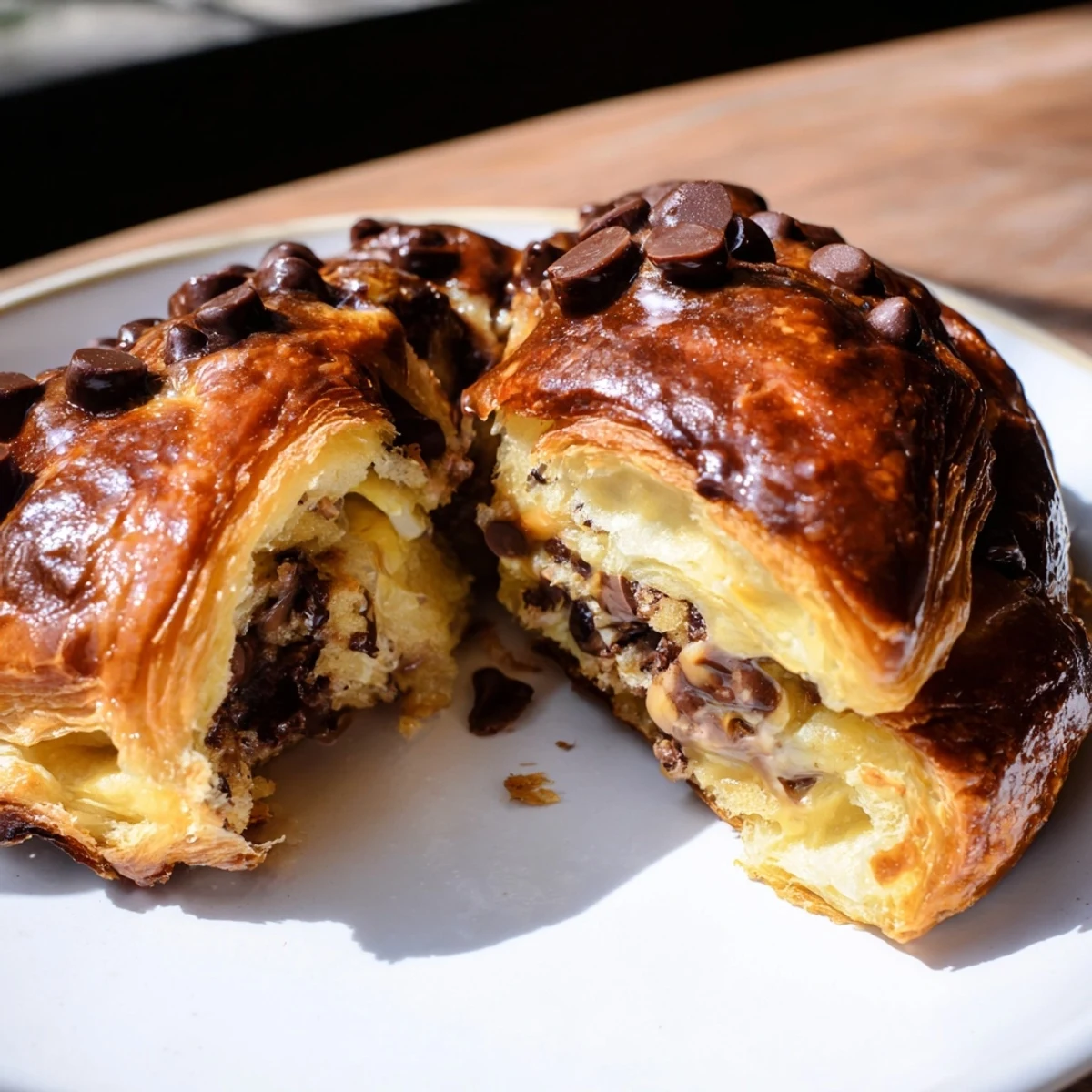 Freshly baked viral crookies feature a perfectly layered croissant with gooey cookie dough inside.