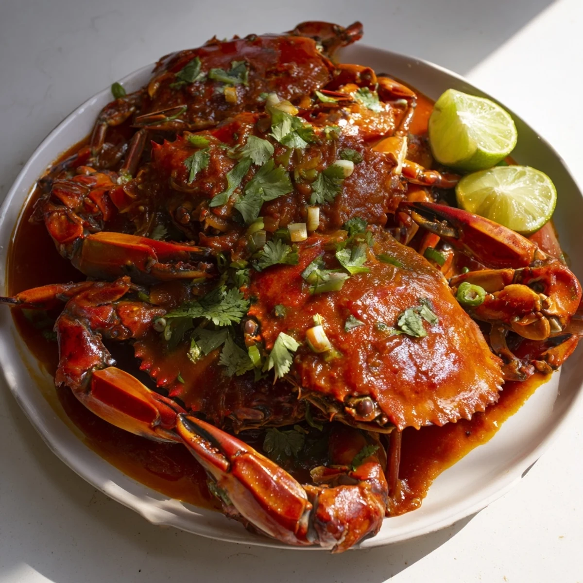 Steaming Singaporean Chili Crab, rich with tomato chili sauce, offers bold seafood flavors.