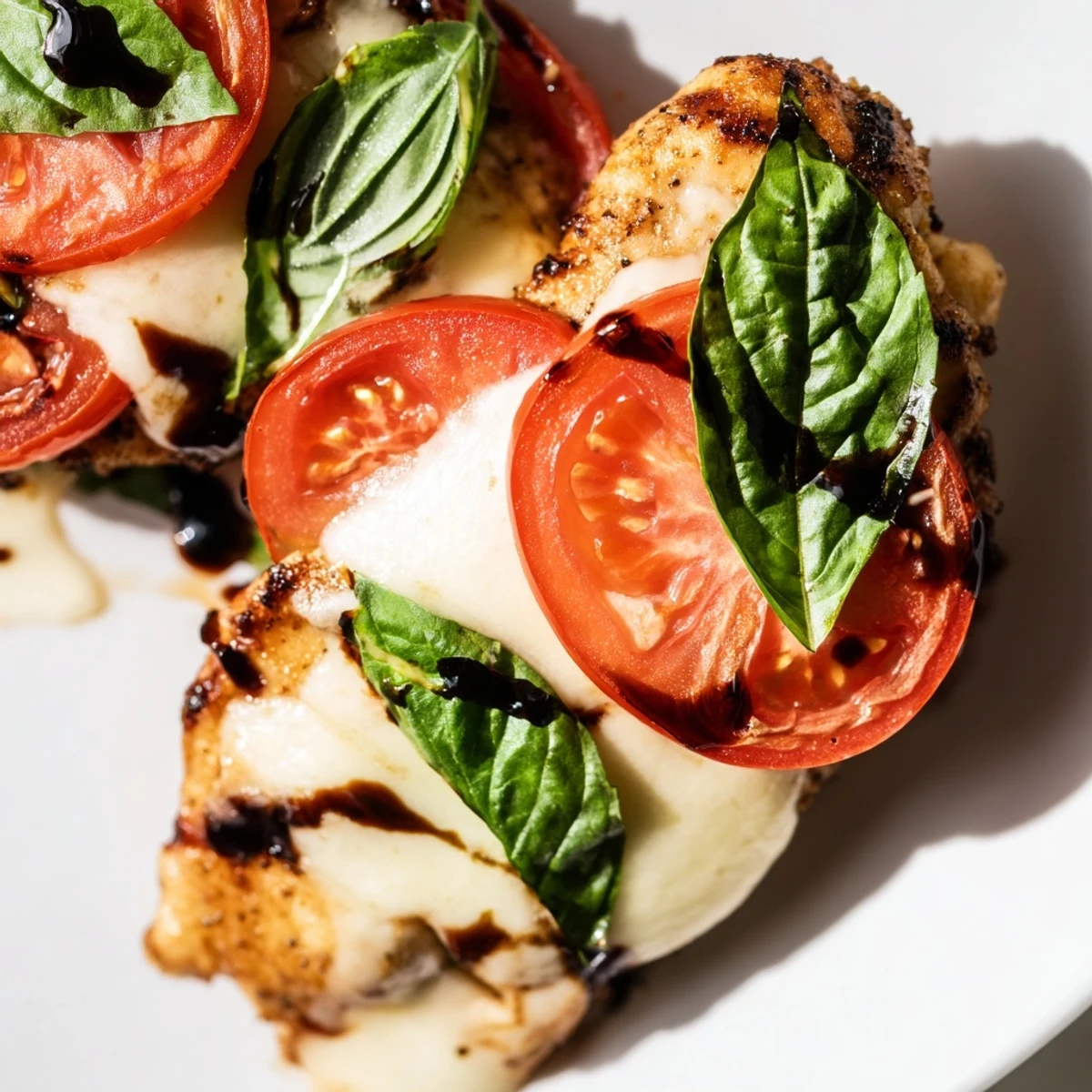 Golden-brown Caprese Chicken Skillet features melted mozzarella and fresh basil on juicy chicken breasts.
