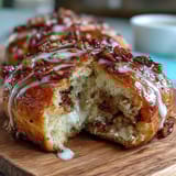 Warm, spiced Hot Cross Buns with citrus glaze, dotted with dried fruit and topped with a sweet lemon-orange drizzle.  