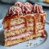 Blush Bridal Shower Rosé Velvet Cake features elegant gold drip and creamy frosting.
