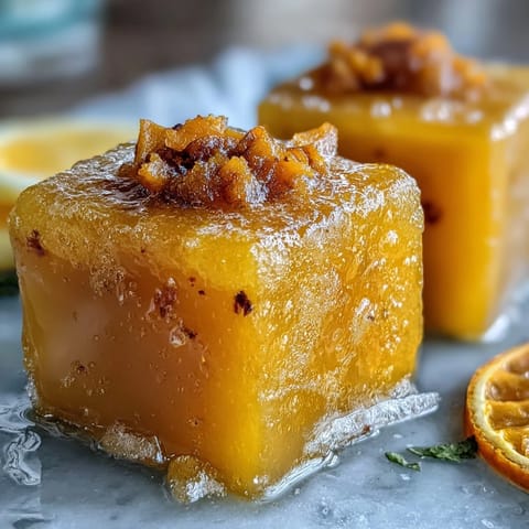 Frozen Lemon Ginger Turmeric Wellness Cubes ready to be popped into a health-boosting drink.
