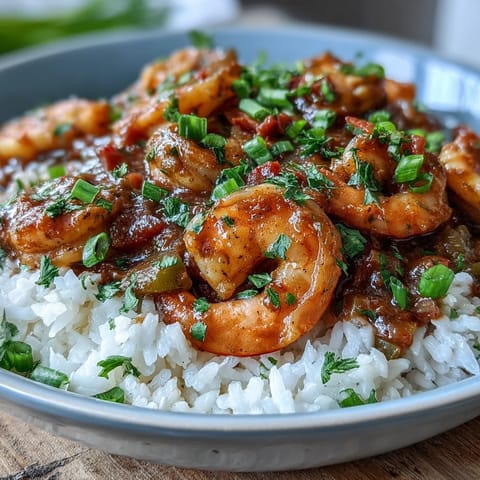 Deep golden roux with tender shrimp, celery, and peppers steaming in a rich, dark sauce, capturing the soul of Cajun cooking.