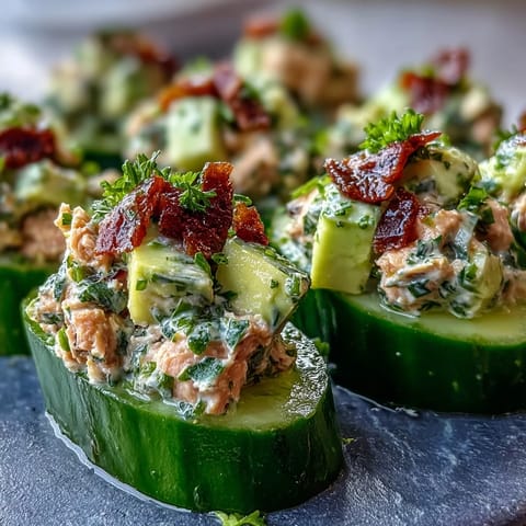 Tuna Avocado Cucumber Boats