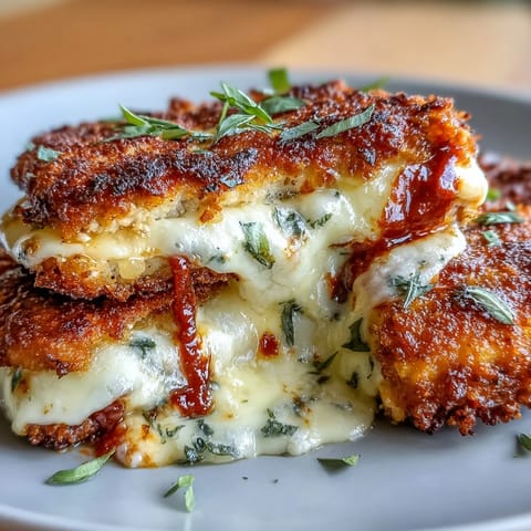 Golden Asiago-crusted tofu slices topped with rich marinara sauce and gooey melted cheese, baked to perfection.  