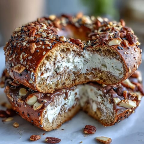 High-protein bagels with Greek yogurt and everything seasoning, baked golden brown and ready to slice.