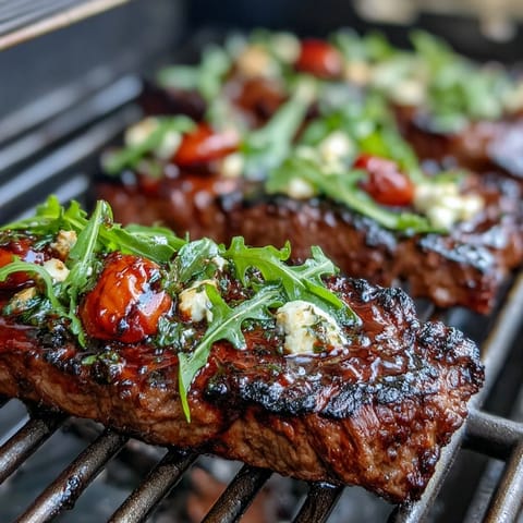 Creamy burrata pairs with sweet grilled peaches atop peppery arugula, finished with balsamic drizzle in this refreshing salad.  