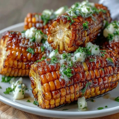 Fresh corn on the cob is steamed in the microwave and brushed with rich garlic butter for a quick, flavorful side dish.