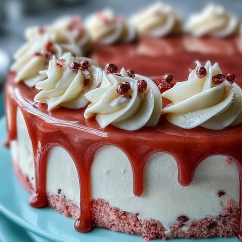 Rosé Velvet Cake ready for a bridal shower, adorned with luxurious gold icing.