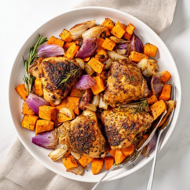 Serve warm Honey-Glazed Chicken with Roasted Root Vegetables for a delicious, hearty, gluten-free meal.