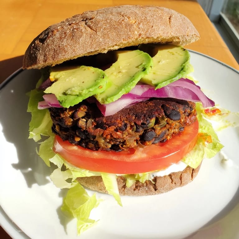 Savory zesty black bean burgers sizzling in a pan, promising a flavorful weeknight meal.