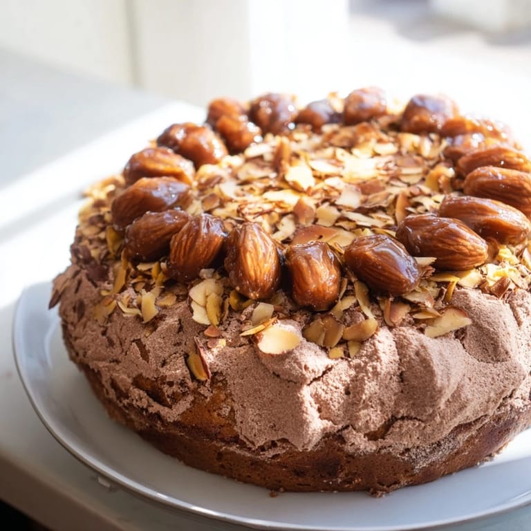 Freshly baked soft sweet plum-infused almond cake, fragrant with vanilla and ready to serve.