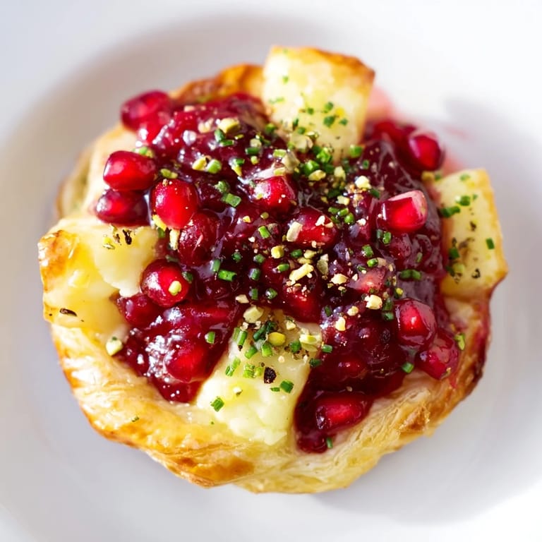 Melted Brie cheese bursts from flaky pastry in these delicious Fireworks Brie Tartlets with vibrant preserves.