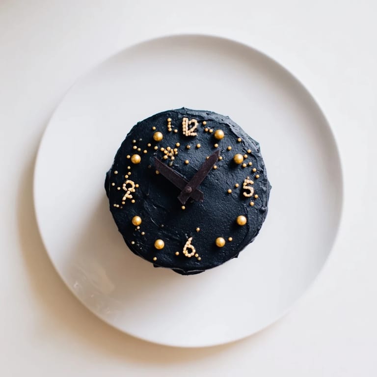 Bright and playful Countdown Clock Mini Desserts, ready for celebration with black and gold frosting details.