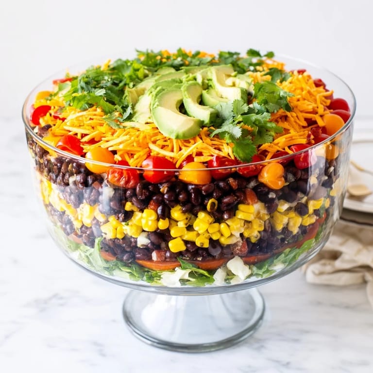 This Southwest Sunset Palette salad has gorgeous layers of peppers, beans, and fresh toppings.