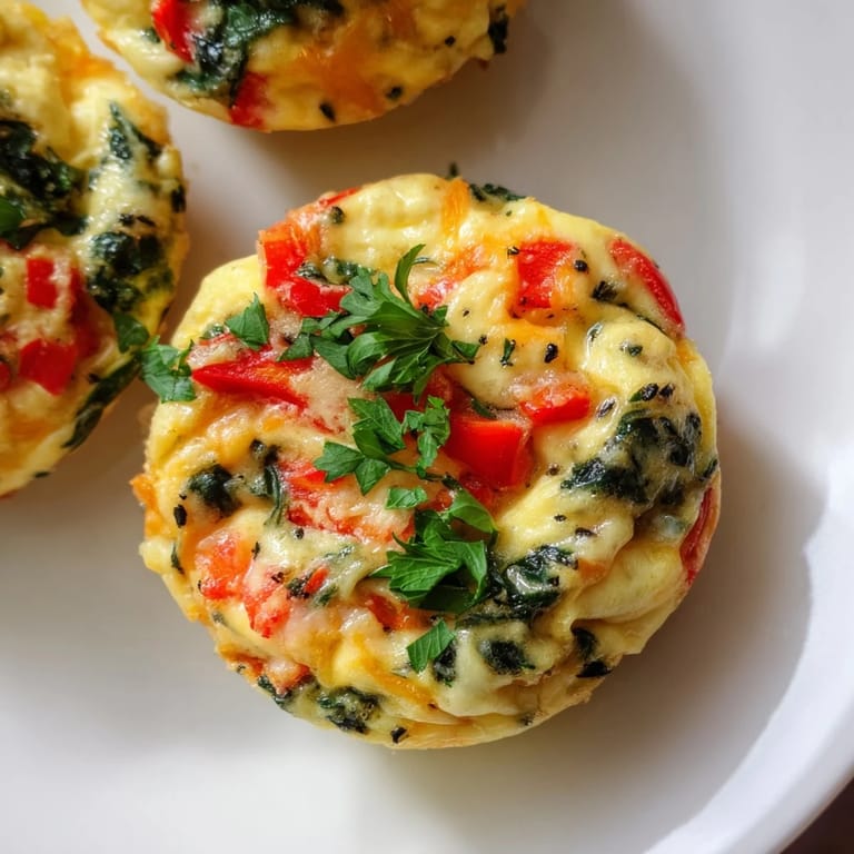 Imagine: Fluffy Mini Crustless Quiches dotted with herbs; a delicious vegetarian breakfast.