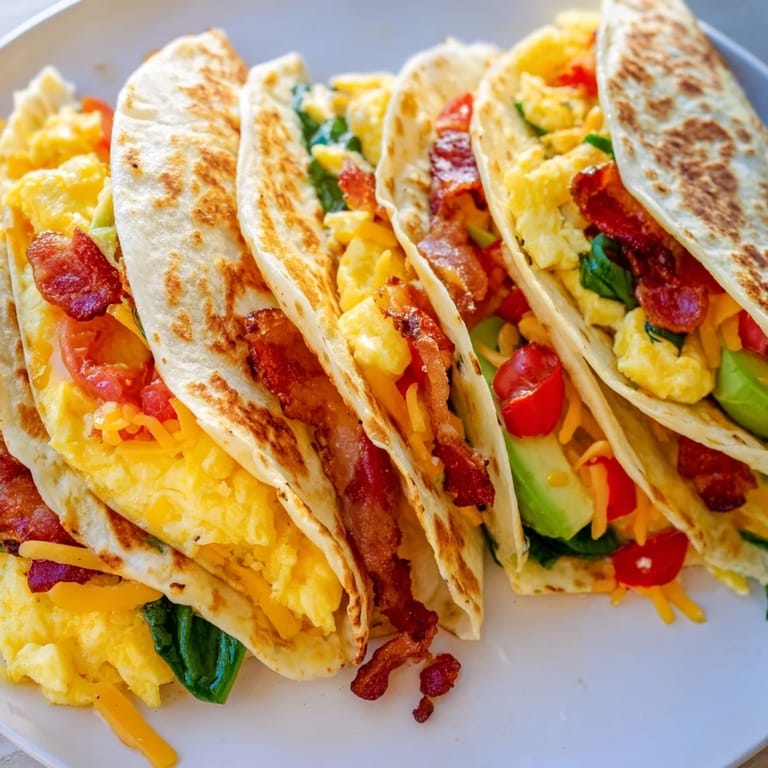 This photo shows a perfectly folded, pan-fried Crispy Breakfast Wrap ready to be sliced and enjoyed.