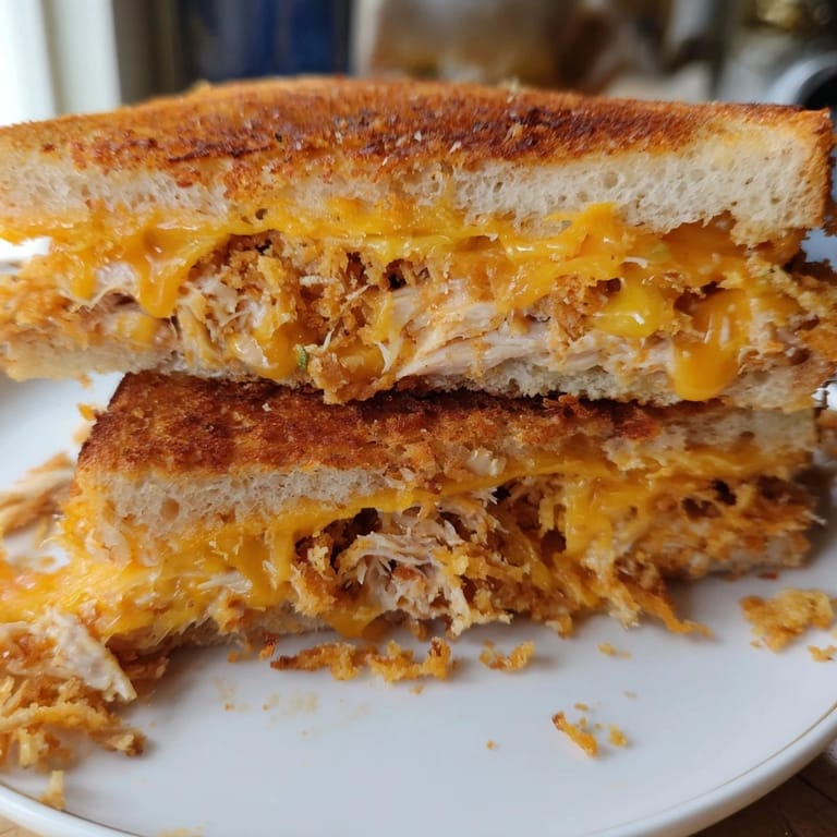 Savory Spicy Crispy Chicken Sandwich Grilled Cheese offers a satisfying crunch from the toasted bread and flavorful chicken.