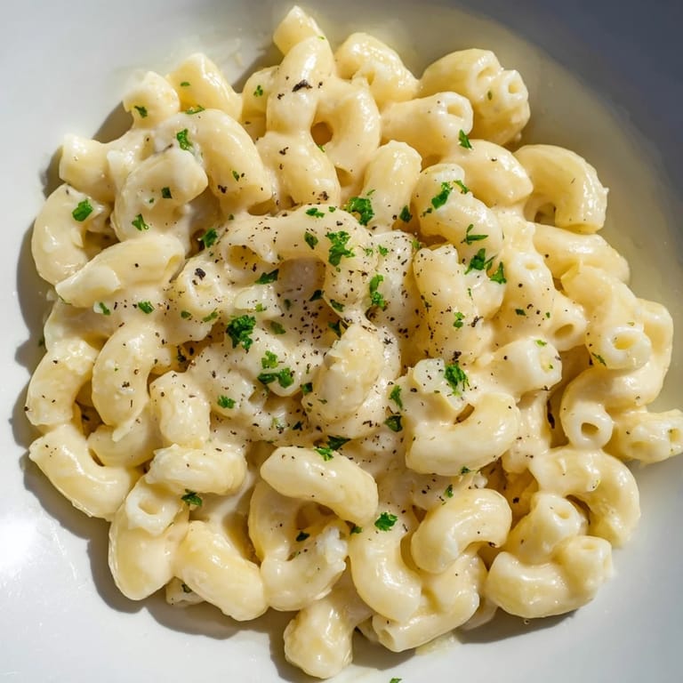 A close-up view of 15-Minute Creamy Garlic Butter Ditalini, showing the creamy sauce coating the pasta.