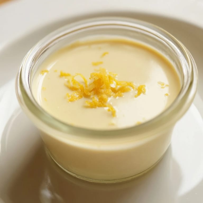Creamy 3-Ingredient Lemon Posset chilling in ramekins, a simple yet elegant dessert with citrus tang.