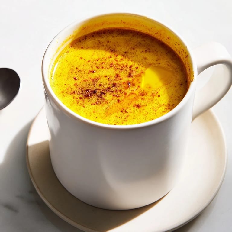 Serving turmeric and ginger golden milk in a cozy mug, paired with oat cookies on a rustic wooden table.