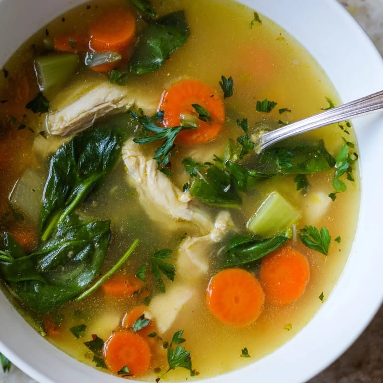 Steaming Turmeric Chicken Soup features plump chicken pieces, vibrant orange carrots, and a rich golden broth.