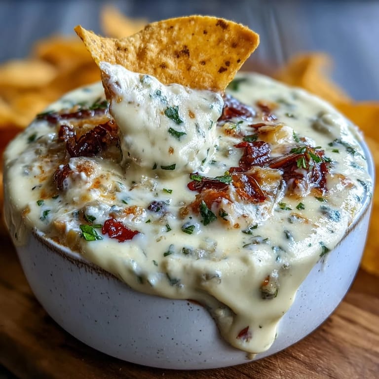 A bowl of melted queso dip garnished with green onions and cilantro at a game day party.