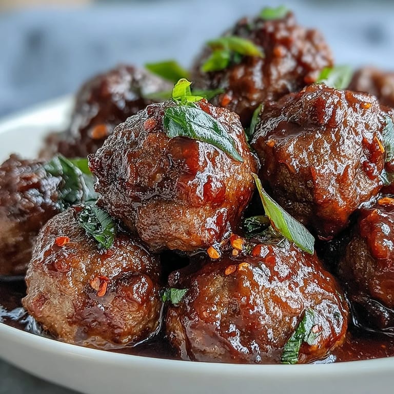 Tender Slow Cooker Peach Glazed Meatballs served over steamed rice for an easy family meal.