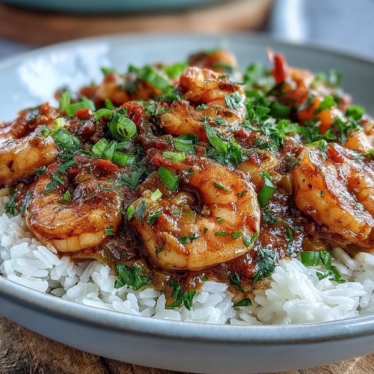 A rustic bowl of Classic New Orleans Étouffée with spicy aromatics and succulent seafood, ready to be enjoyed with crusty bread.