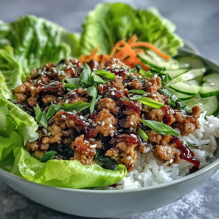 A close-up of Sesame Turkey Lettuce Wrap Bowls garnished with sesame seeds and lime wedges for serving.