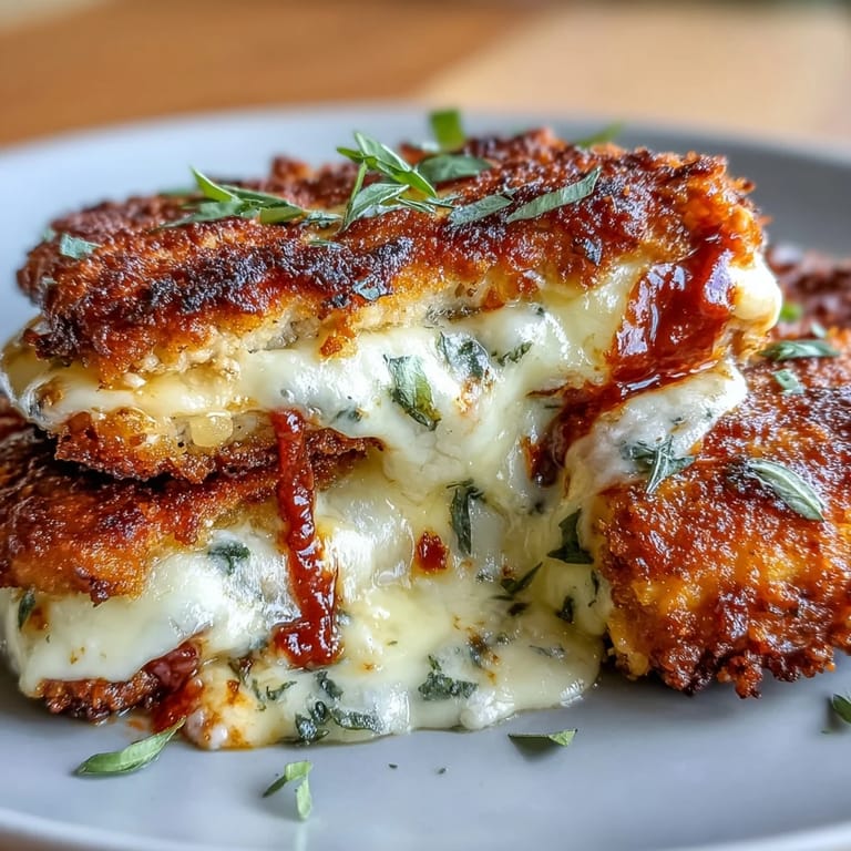 Golden Asiago-crusted tofu slices topped with rich marinara sauce and gooey melted cheese, baked to perfection.  