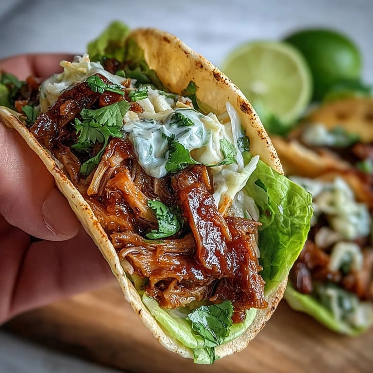 Vegan BBQ Jackfruit Lettuce Tacos with Creamy Slaw