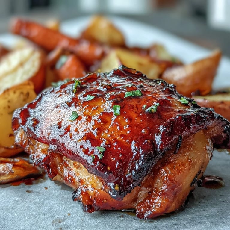 A vibrant honey mustard glazed chicken and carrot sheet pan dinner, perfect for easy family meals.  