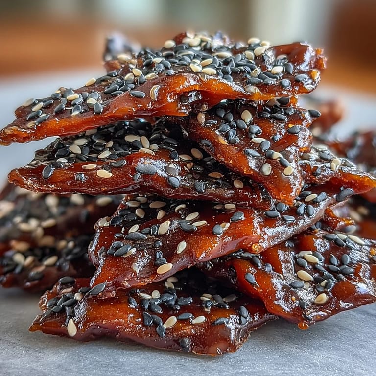 Fragrant black sesame brittle, made with toasted seeds and golden caramel for a satisfying candy treat.
