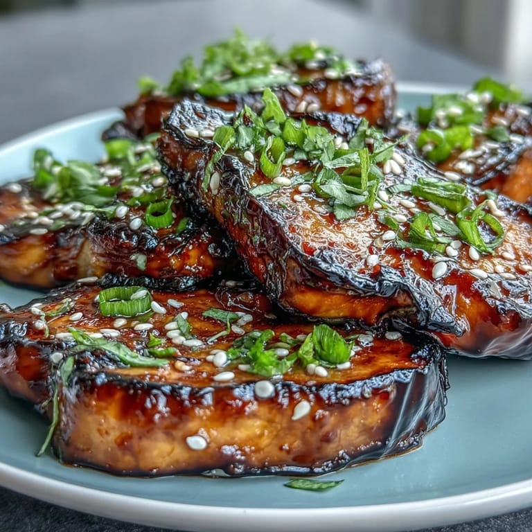 Savory-sweet miso-glazed eggplant steaks roasted golden and tender, perfect for a vegetarian main dish.  