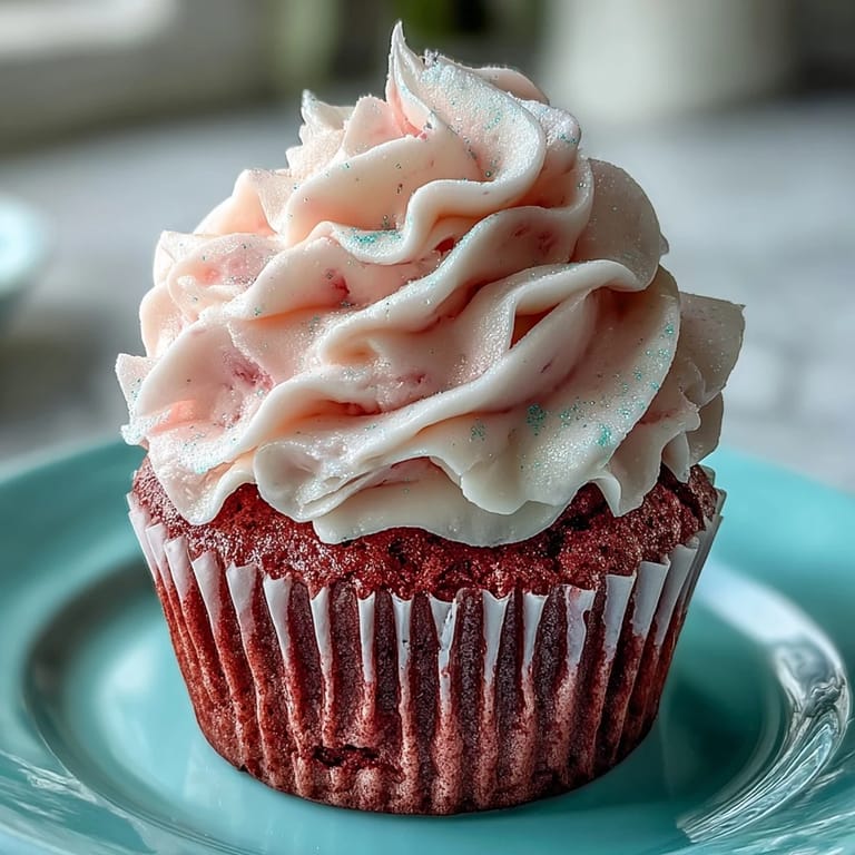 Fluffy pink velvet cupcakes with luscious cream cheese frosting, perfect for Galentine's celebrations or sharing with friends over a sparkling drink.