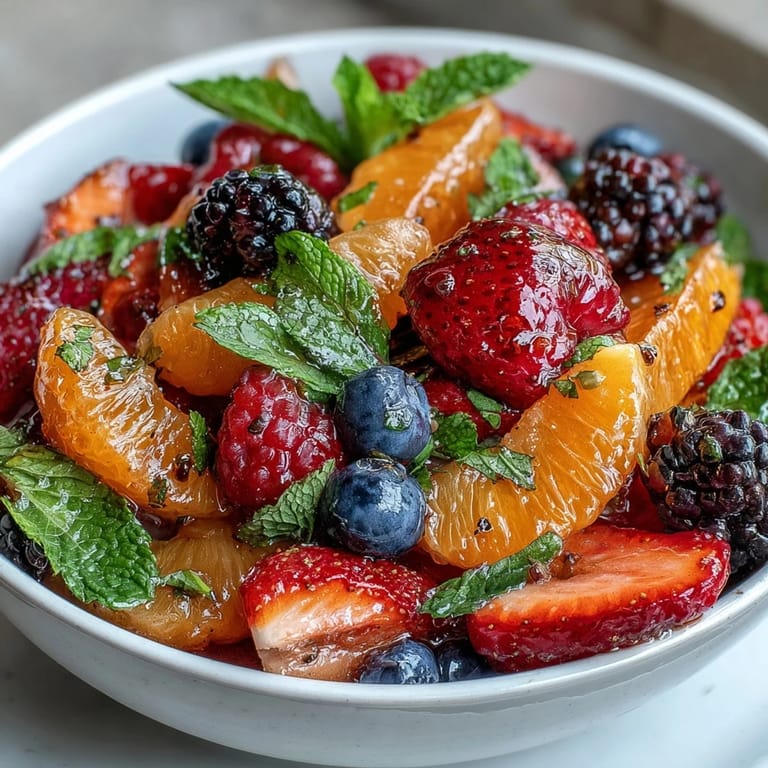 Bright Citrus and Berry Spring Fruit Salad with Mint, a naturally sweet and tangy medley perfect for brunch or light dessert.