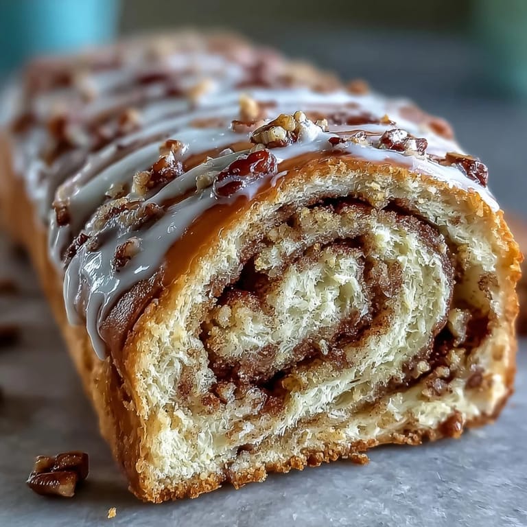 Festive King Cake Cinnamon Babka Loaf featuring braided dough with rich cinnamon-brown sugar filling, cream cheese layer, and colorful purple, green, and gold sugar topping.